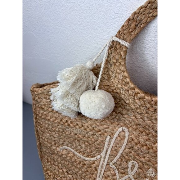 Shiraleah natural 100% jute "Bride" beach coastal bachlorette tote bag honeymoon - Picture 4 of 8